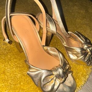 J. Crew Metallic Gold Heeled Sandals